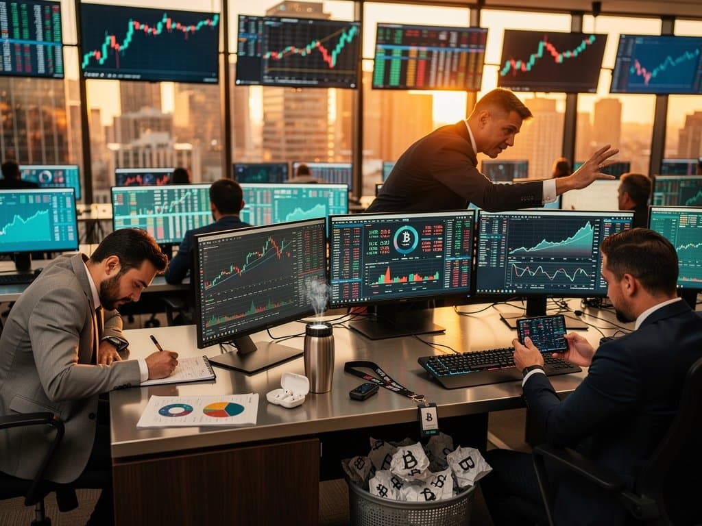 Trading screens show Bitcoin $75K, Ethereum $2.3K charts, Fear & Greed 29 amid BTC-ETH portfolio focus